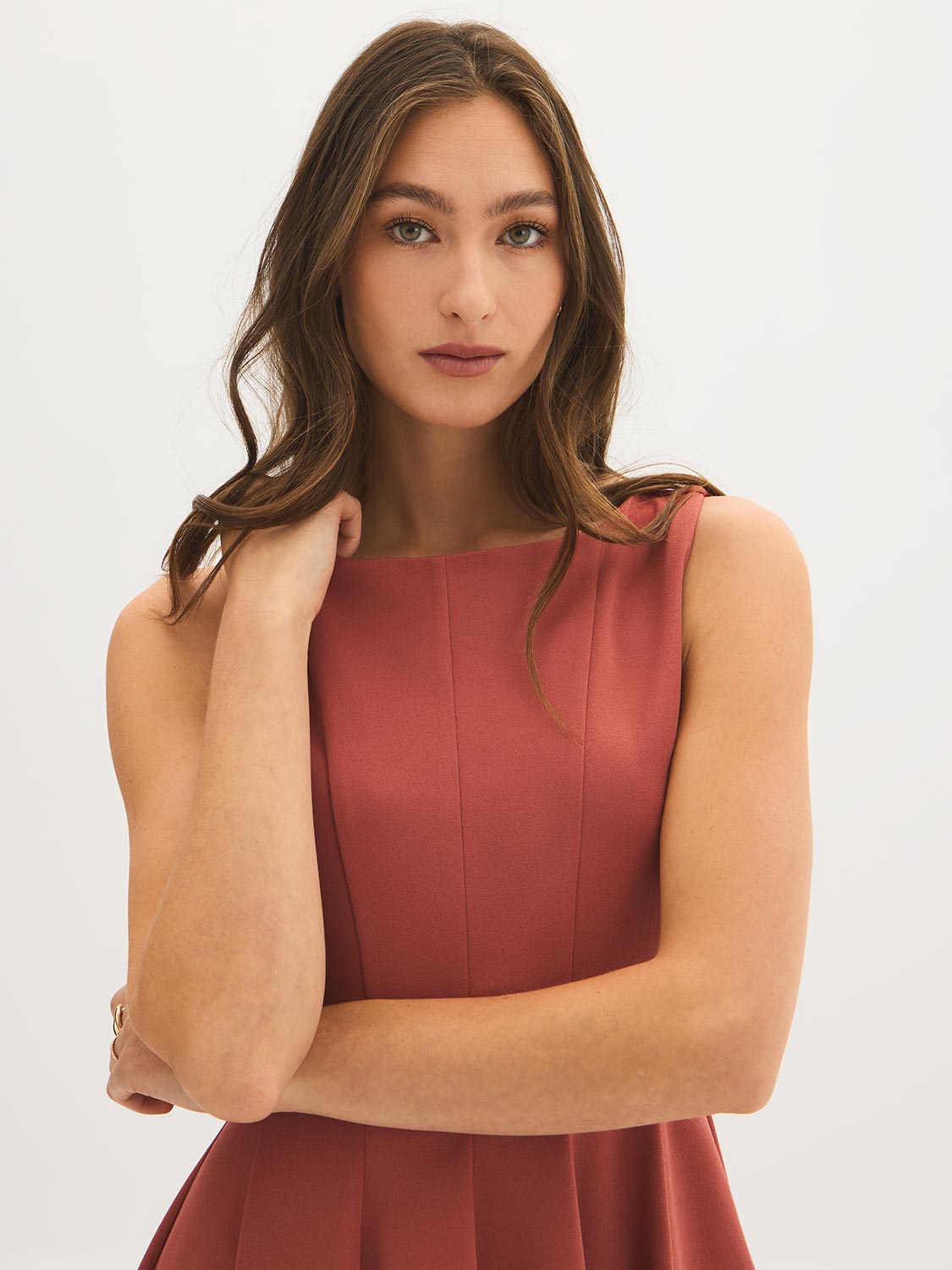 Sleeveless Boat Neck Mini Dress  Suzy Shier