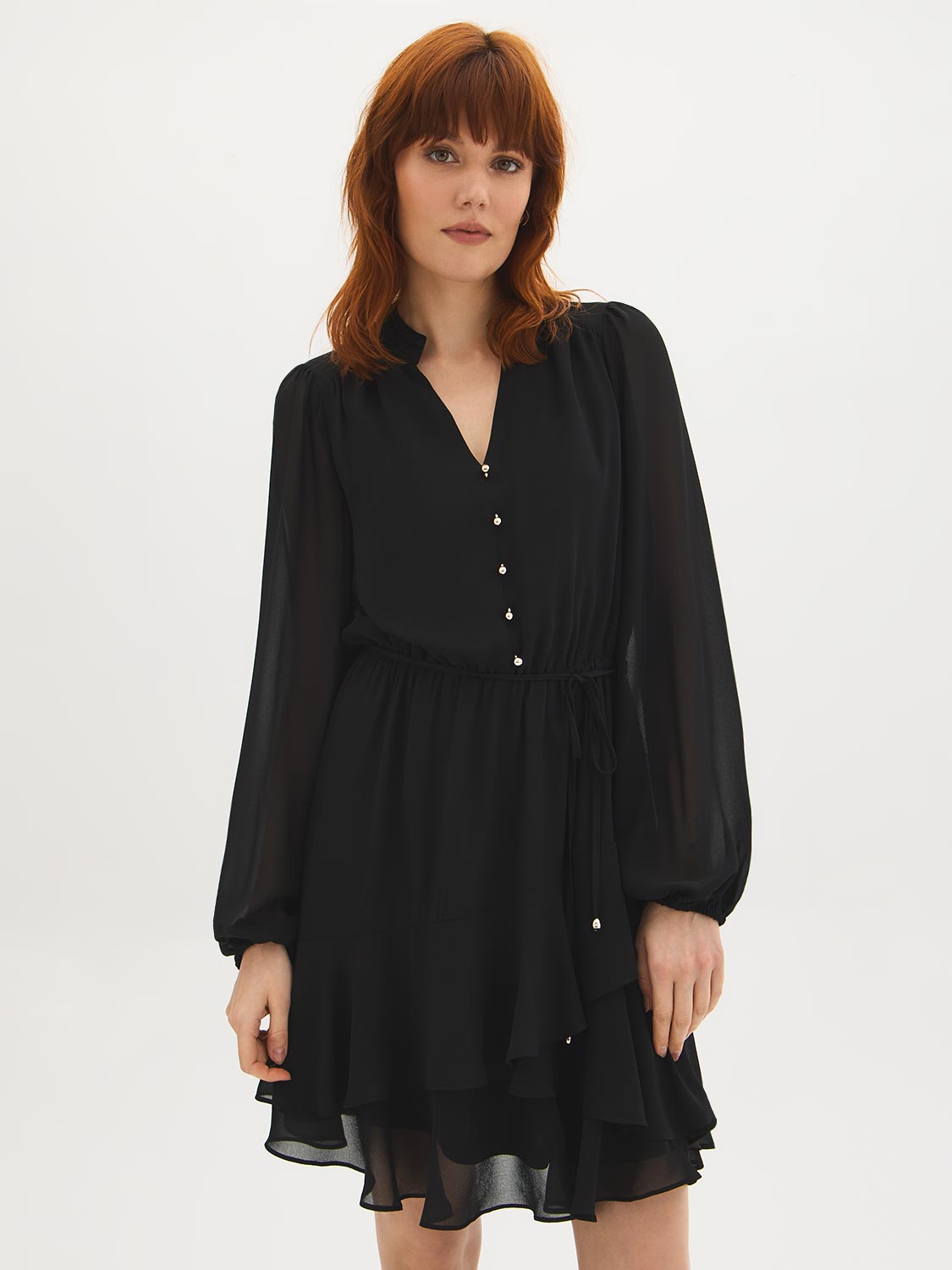 Robe avec ceinture à nouer - Bleu clair/fleuri - FEMME | H&M BE