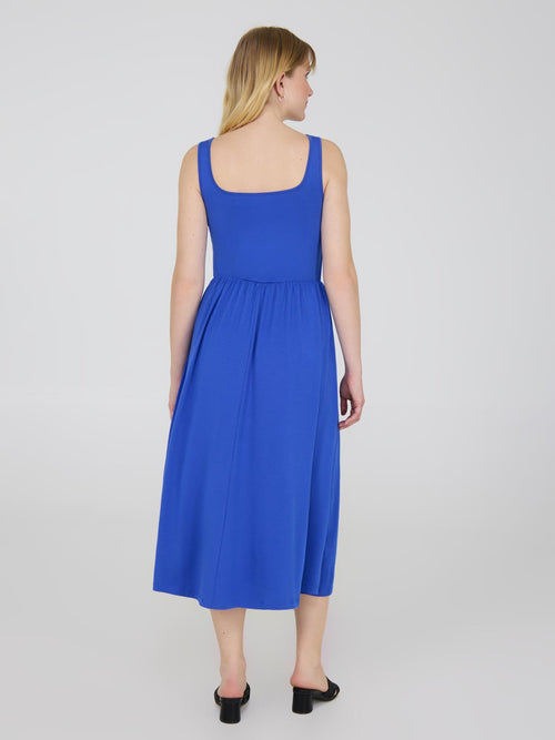 Thick Spaghetti Strap Midi Dress With Pockets