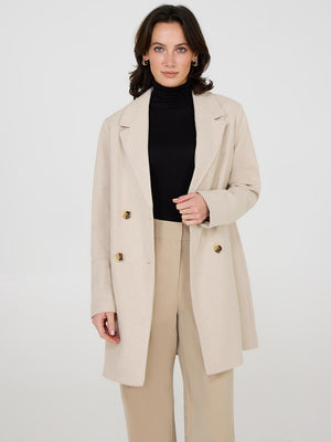 Manteau 3/4 à double boutonnage Camel