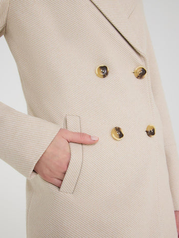 Manteau 3/4 à double boutonnage Camel