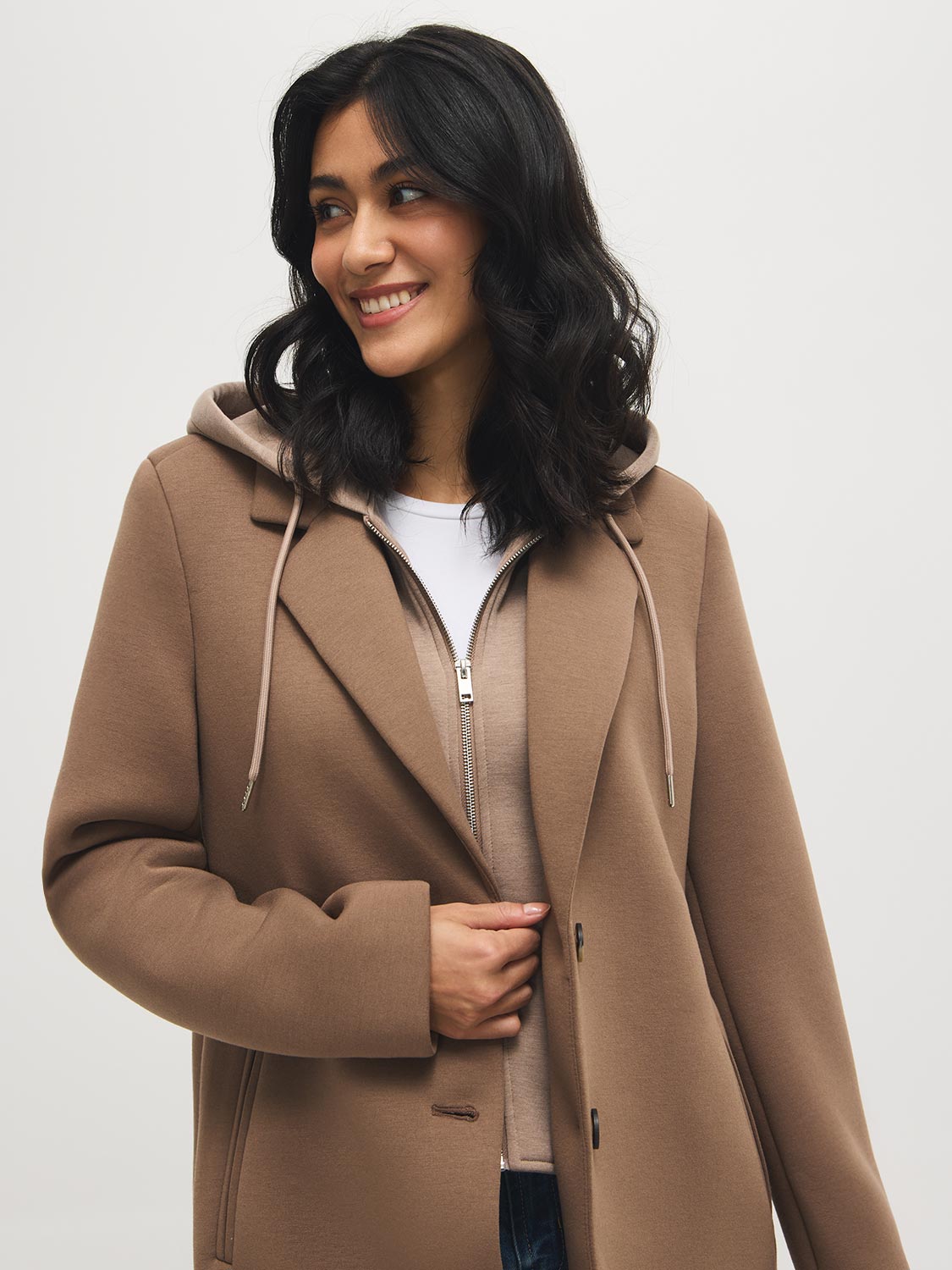 Mid-Length Coat With Removable Hood – Suzy Shier