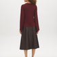 Bison V-Neck Top with Chiffon Sleeves and Lace Trim - Back View - Suzy Shier