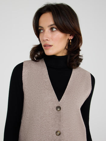 3-Button Sweater Vest Med Brown