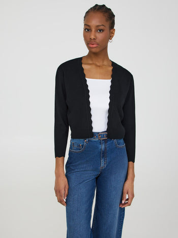 Cardigan boléro avec détails festonnés Black