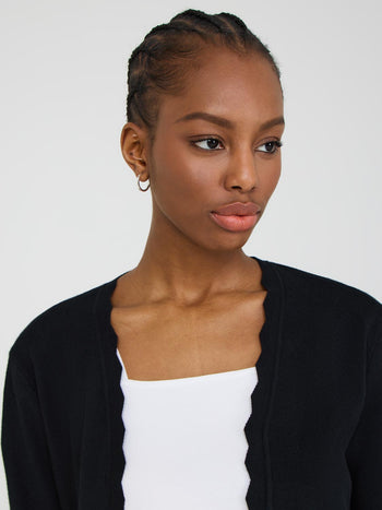 Cardigan boléro avec détails festonnés Black