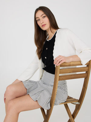 Cardigan boléro avec détails festonnés Pearl