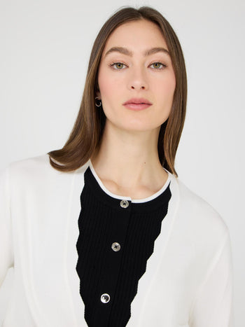 Cardigan boléro avec détails festonnés Pearl