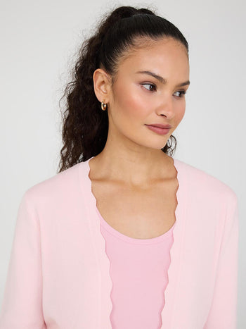 Cardigan boléro avec détails festonnés Pink