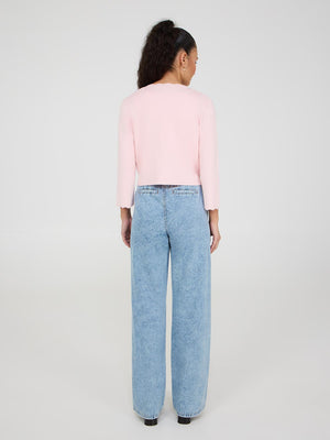 Cardigan boléro avec détails festonnés Pink