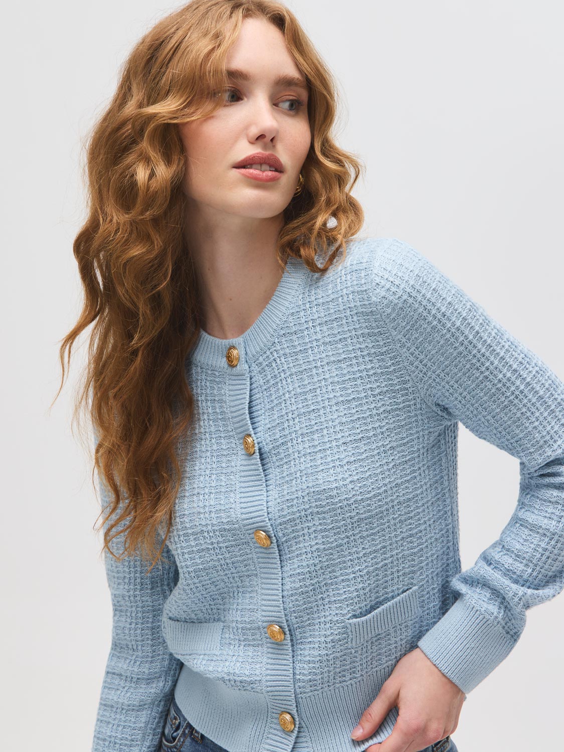 Cotton Blend Button-Front Cardigan – Suzy Shier