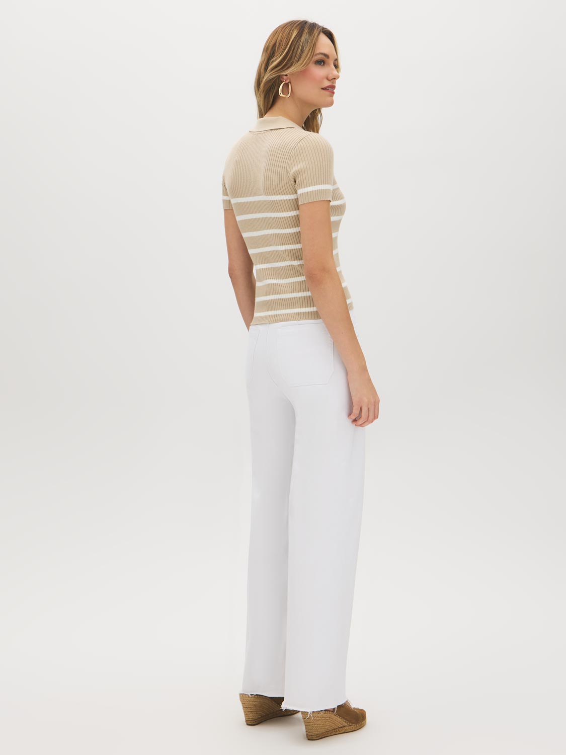Striped Johnny Collar Sweater