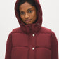 Red Quilted Puffer Vest with Hood - Back View - Suzy Shier