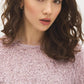Violet Shadow Fuzzy Knit Crew Neck Top - Close-up Fabric Detail - Suzy Shier