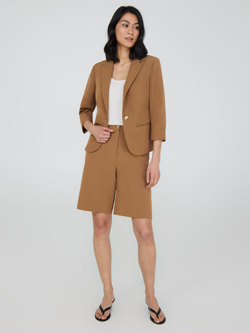 High-Waisted Bermuda Shorts Amber Brown