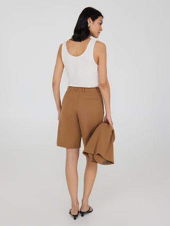 High-Waisted Bermuda Shorts Amber Brown