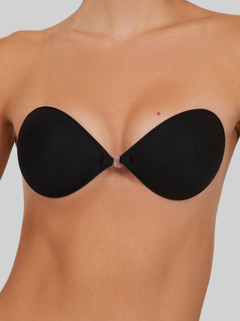 Adhesive Seamless Bra With Front Clasp Black