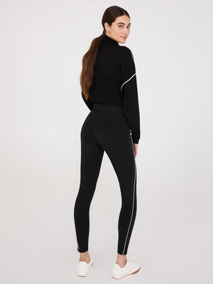 Contrast Piping Leggings Black