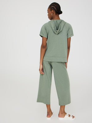 Short Sleeve French Terry Hoodie Dk Green