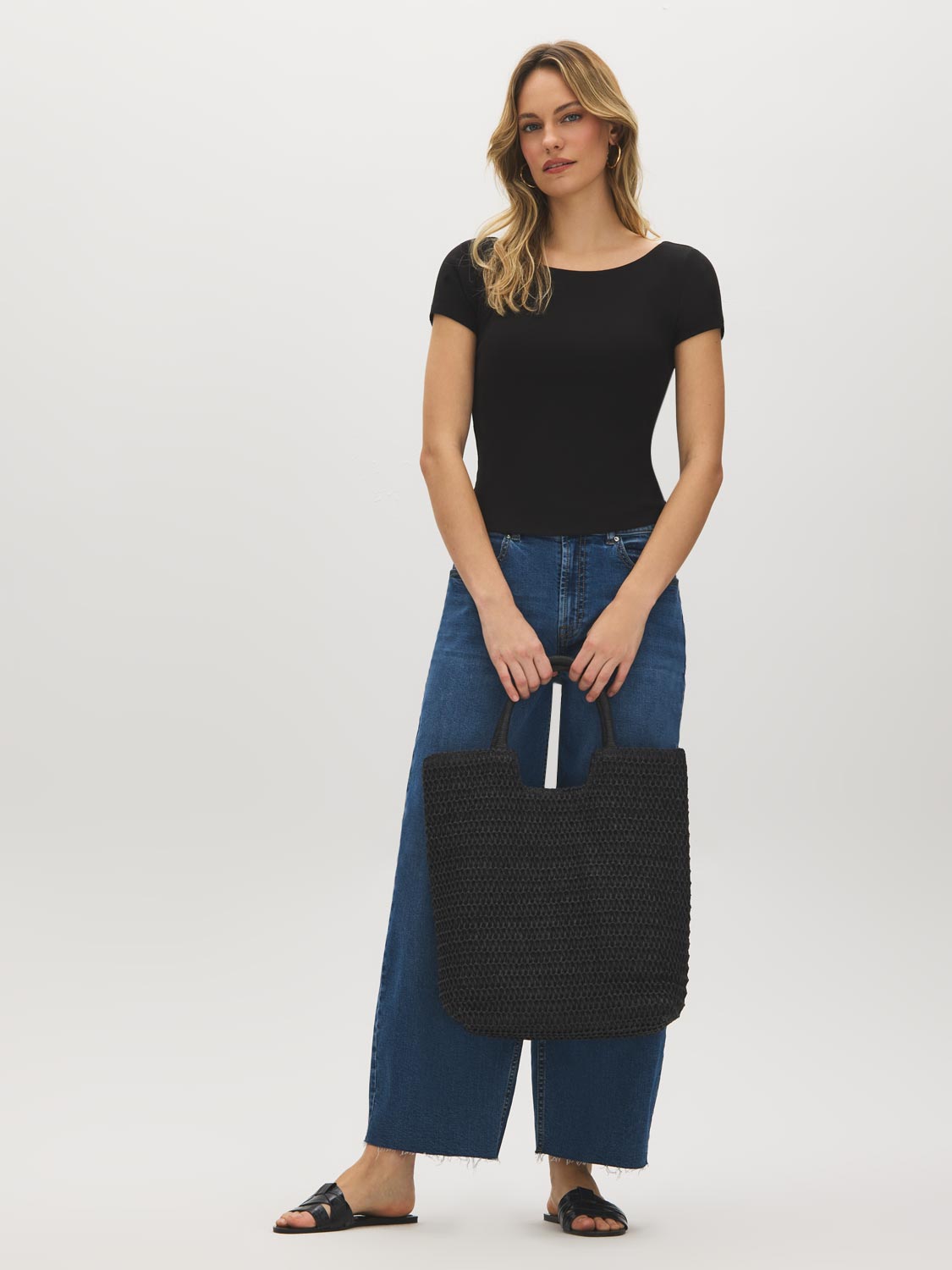 T-shirt côtelé en mélange de coton avec dos ouvert