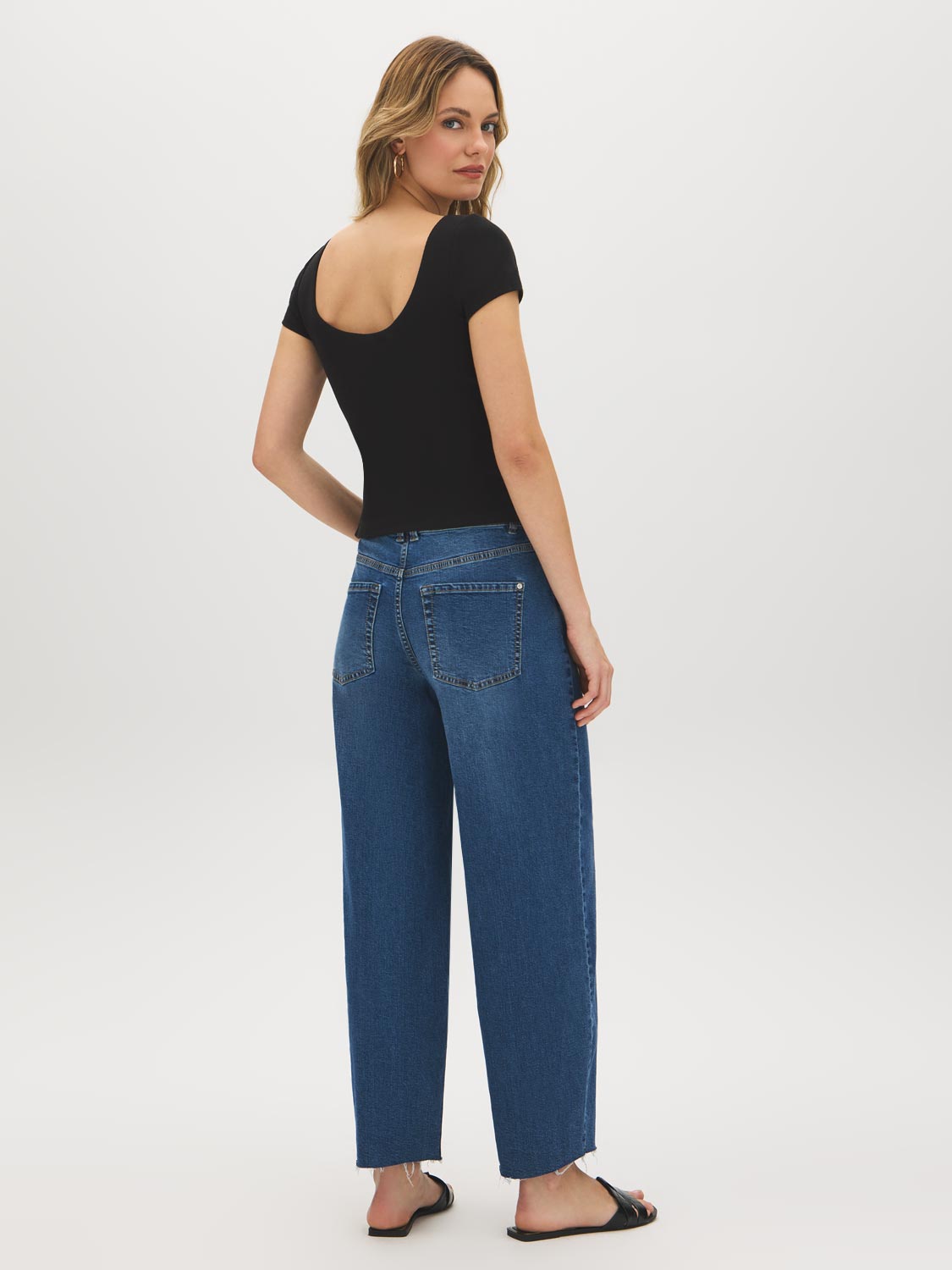 T-shirt côtelé en mélange de coton avec dos ouvert