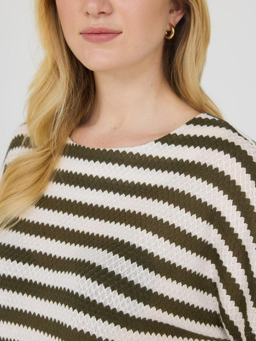 Short Dolman Sleeve Striped Sweater