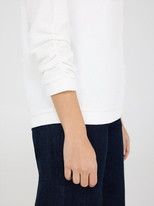 3/4 Ruched Sleeve Jacquard Sweatshirt