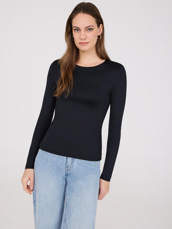 Double Layer Long Sleeve Top Black