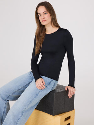 Double Layer Long Sleeve Top Black