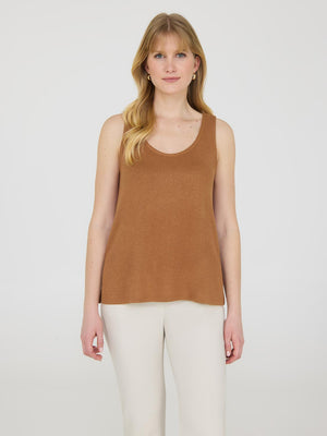 Loose Knit Sweater Tank Top Amber Brown