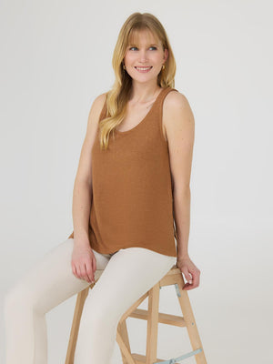 Loose Knit Sweater Tank Top Amber Brown