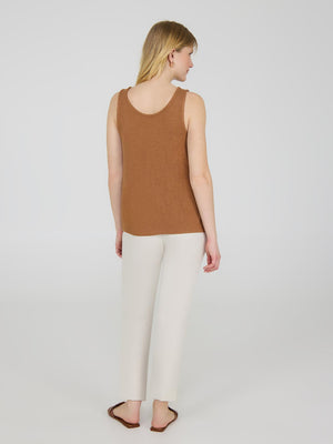 Loose Knit Sweater Tank Top Amber Brown