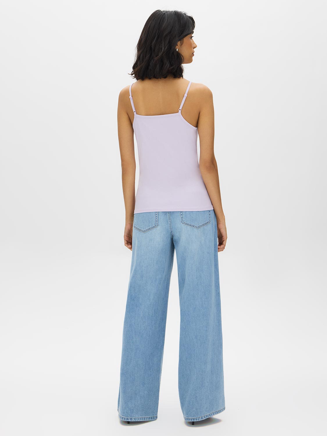 Camisole en mélange de coton avec bordure en dentelle