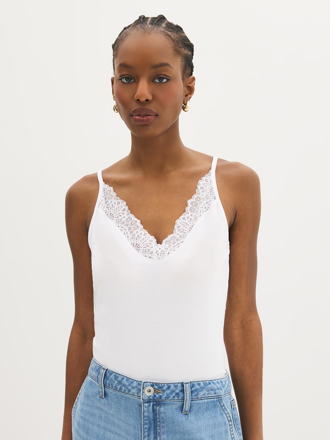Cotton-Blend Lace-Trim Tank Top – Suzy Shier
