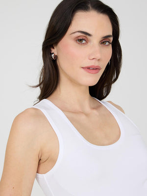 Scoop Neck Jersey Tank Top White