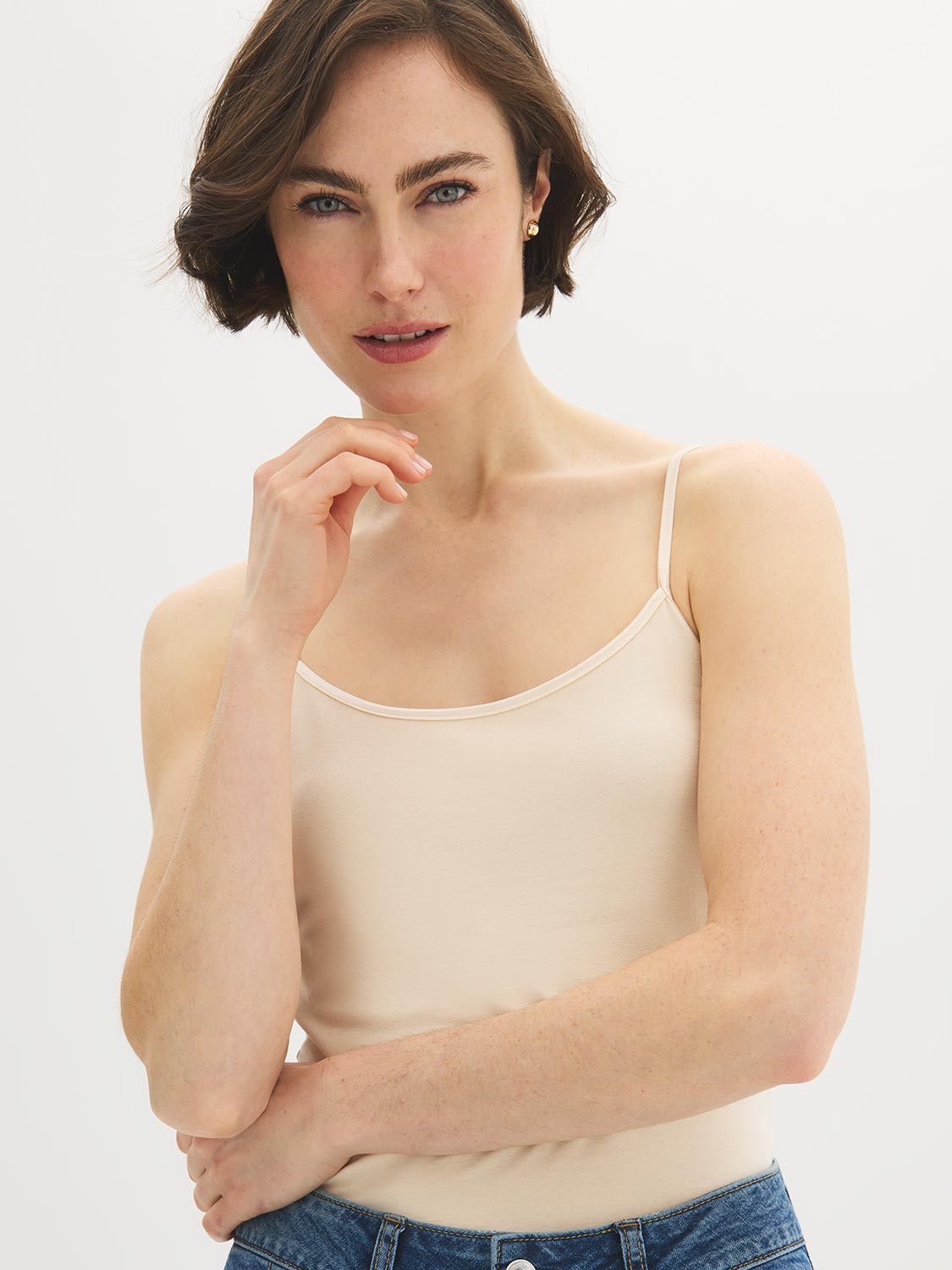 Cotton-Blend Scoop Neck Tank Top – Suzy Shier
