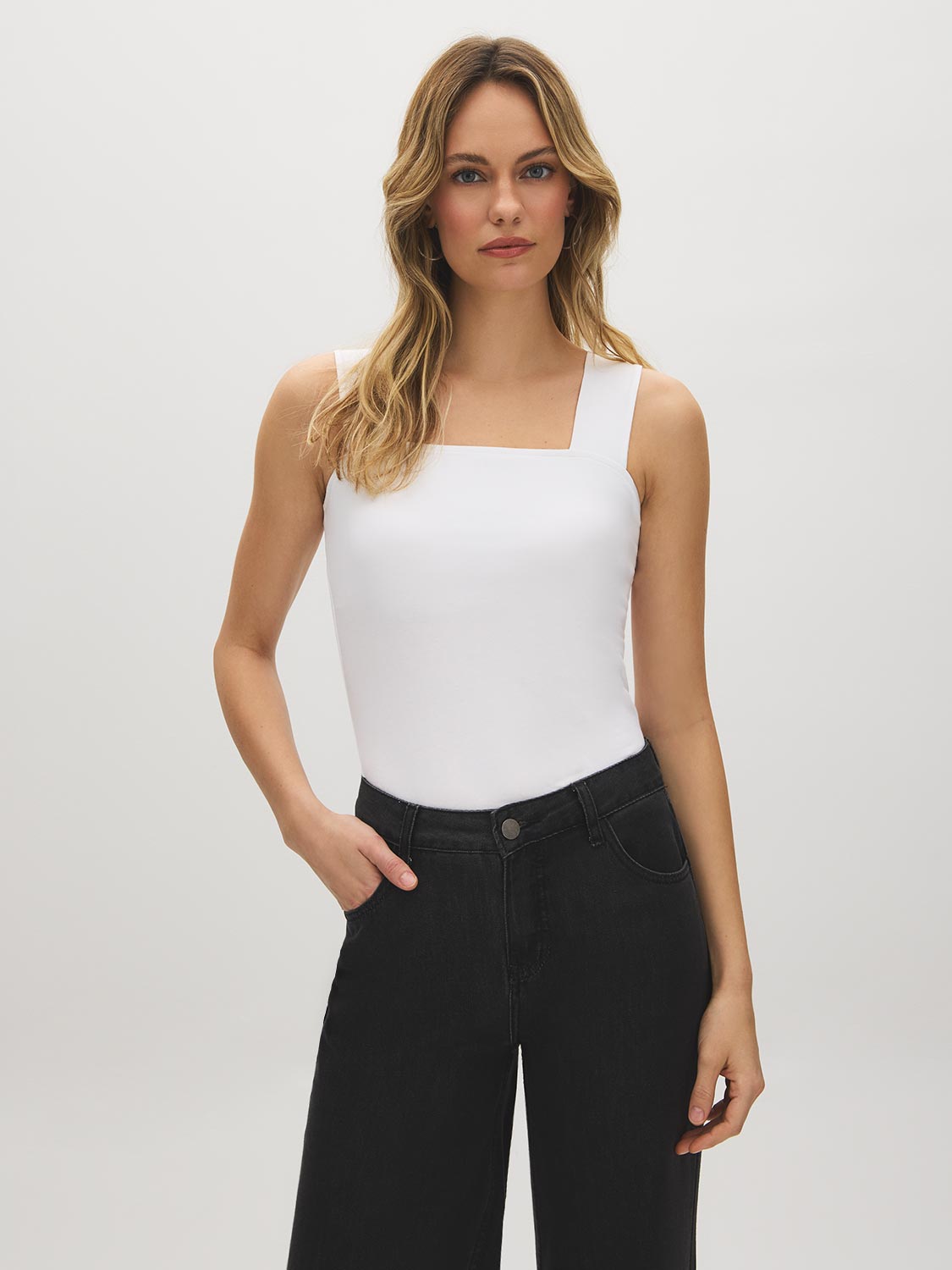 Cotton-Blend Thick Strap Tank Top – Suzy Shier