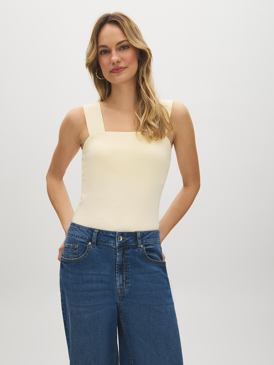 Cotton-Blend Thick Strap Tank Top – Suzy Shier