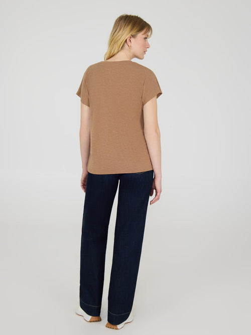 Melange V-Neck Dolman Sleeve T-Shirt