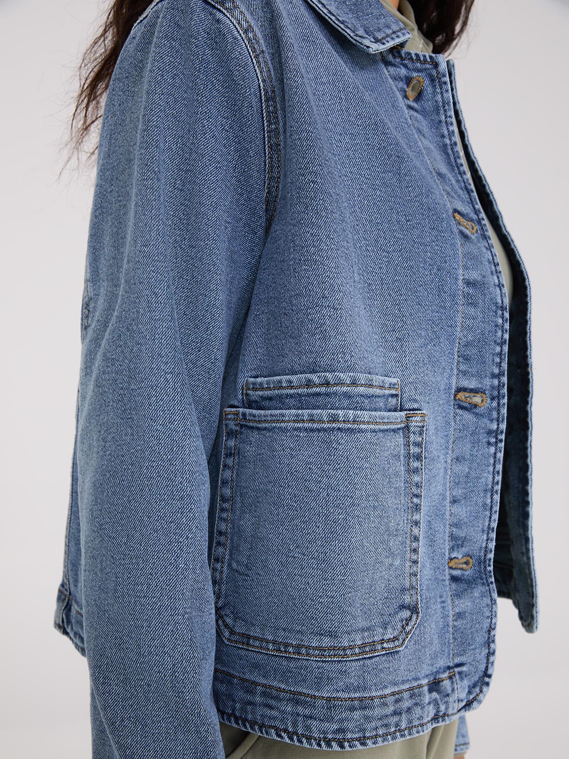 ダウンジャケット・コート +DEINET+ BUTTON POINT DENIM JACKET IN LIGHT BLUE KDCFU4FA211 Kodangs Carter Denim Jacket