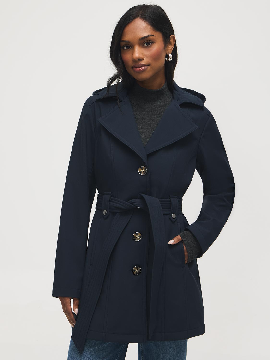 Mid-Length Hooded Trench Coat – Suzy Shier