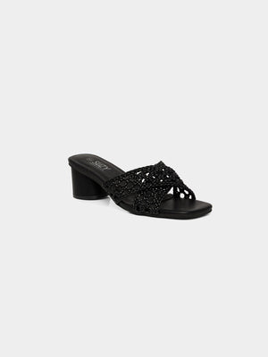 Sandale à bride en crochet Black