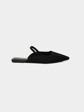 Knit Slingback Flats Black
