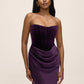 Dark Plum Bustier Gown with Velour Upper - Front View - Le Chateau