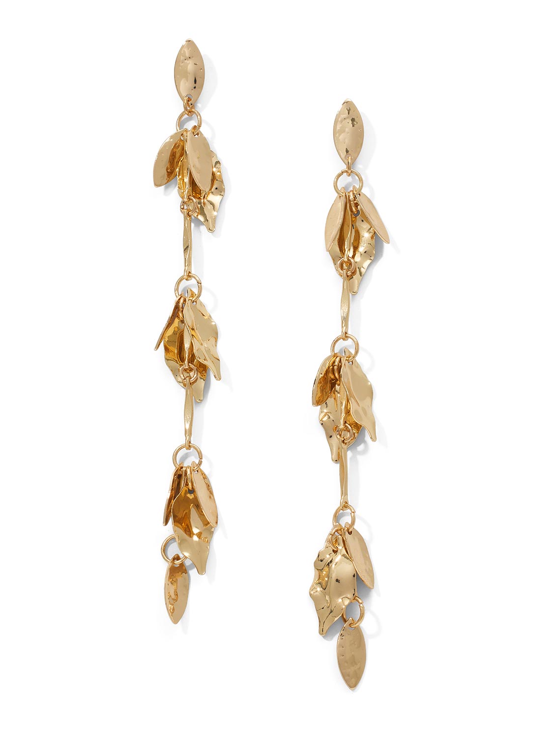 Boucles doreilles linéaires à motif de feuilles