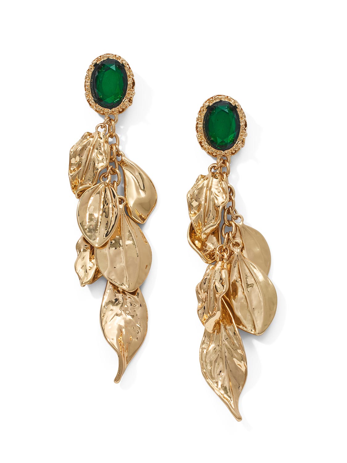 Gem Linear Leaf Earrings