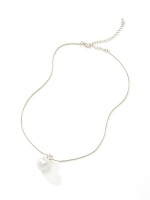 Drop Pearl Slinky Necklace Silver