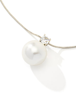 Drop Pearl Slinky Necklace Silver