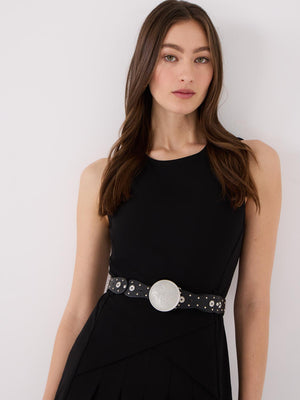 Ceinture à boucle métallique ronde Black