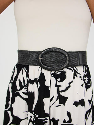 Straw Buckle Belt Black